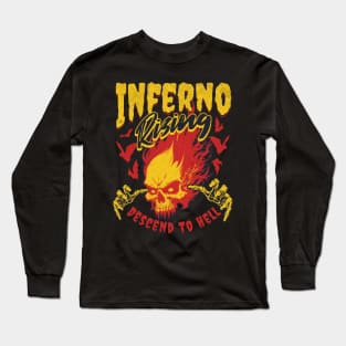 Death Skull on Fire Descending to Hell Long Sleeve T-Shirt